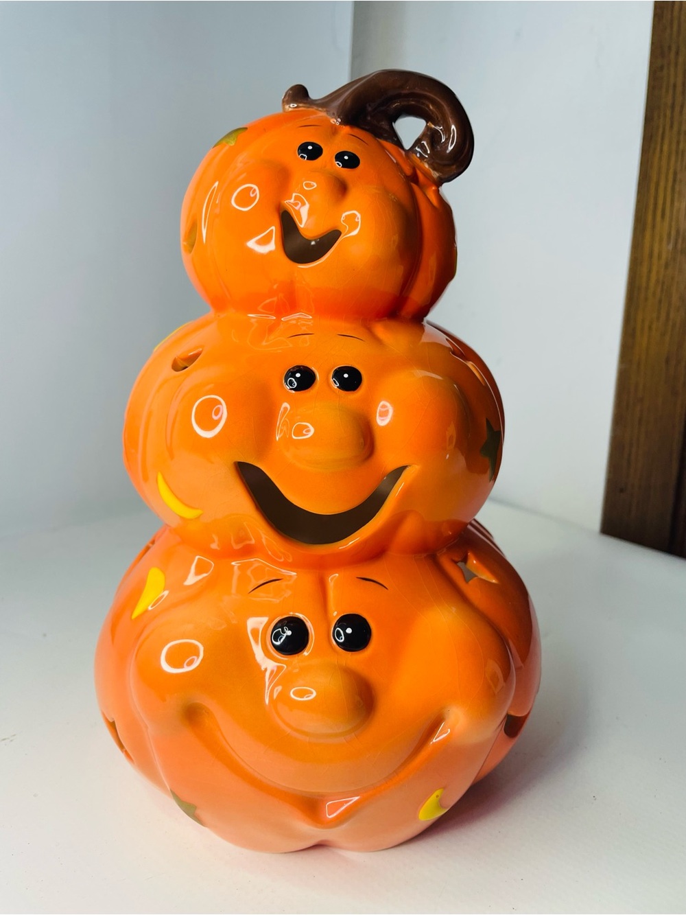 Vintage LongRich Orange Ceramic Stacked Pumpkin Decor - Home Accents